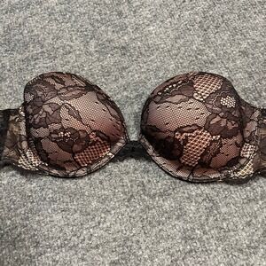 Victorias‎ Secret Biofit Multi Way Strapless Black Lace Push Up Bra 32B Lingerie